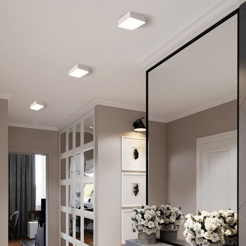 ไฟเพดาน LED ทรงสี่เหลี่ยมสำหรับห้องนอนไฟเพดานการตกแต่งบ้านติดพื้นผิวสุดสร้างสรรค์แบบใหม่