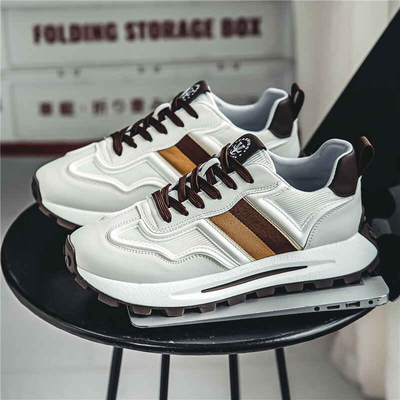 Luxury 2024 Spring and Autumn New Thick Sole Elevated Men's Casual Shoes Outdoor Versatile Breathable Running and Sports Shoes