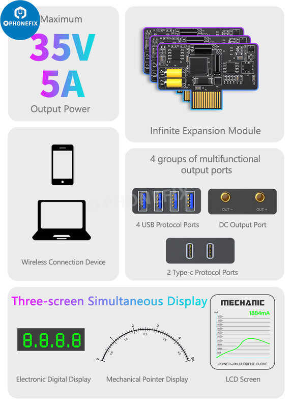 Mechaniker Thor Power Dual-Screen elektronische Digital anzeige Ampere meter Voltmeter aktuelle Kurve Fehler analyze für iPhone X-14 Laptop