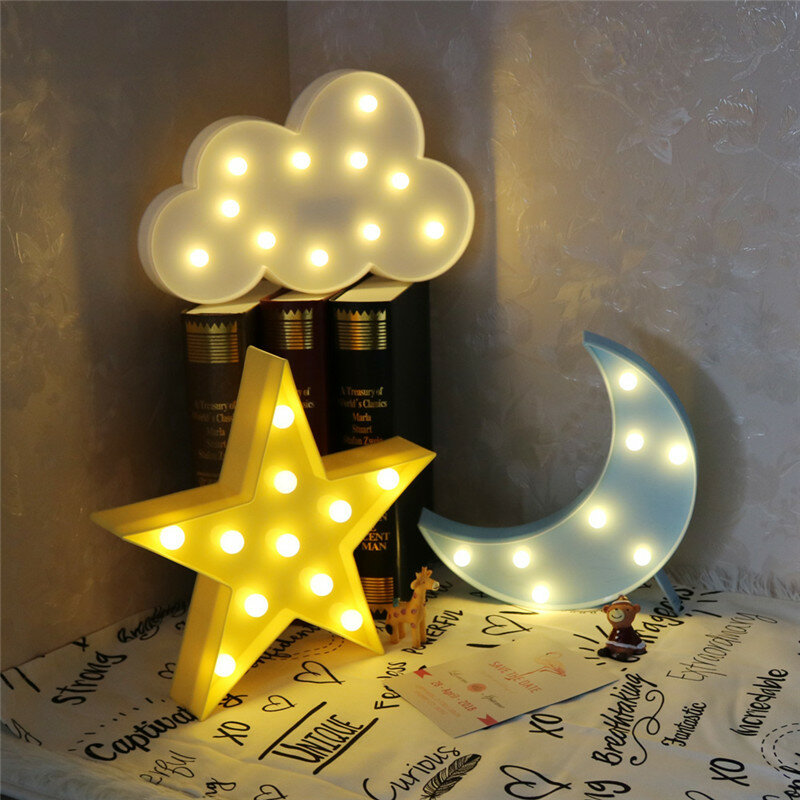 Veilleuse LED 3D en Forme de Nuage, Étoile et Lune, Luminaire Décoratif d'Nik, Idéal pour une Chambre d'Enfant ou des Toilettes