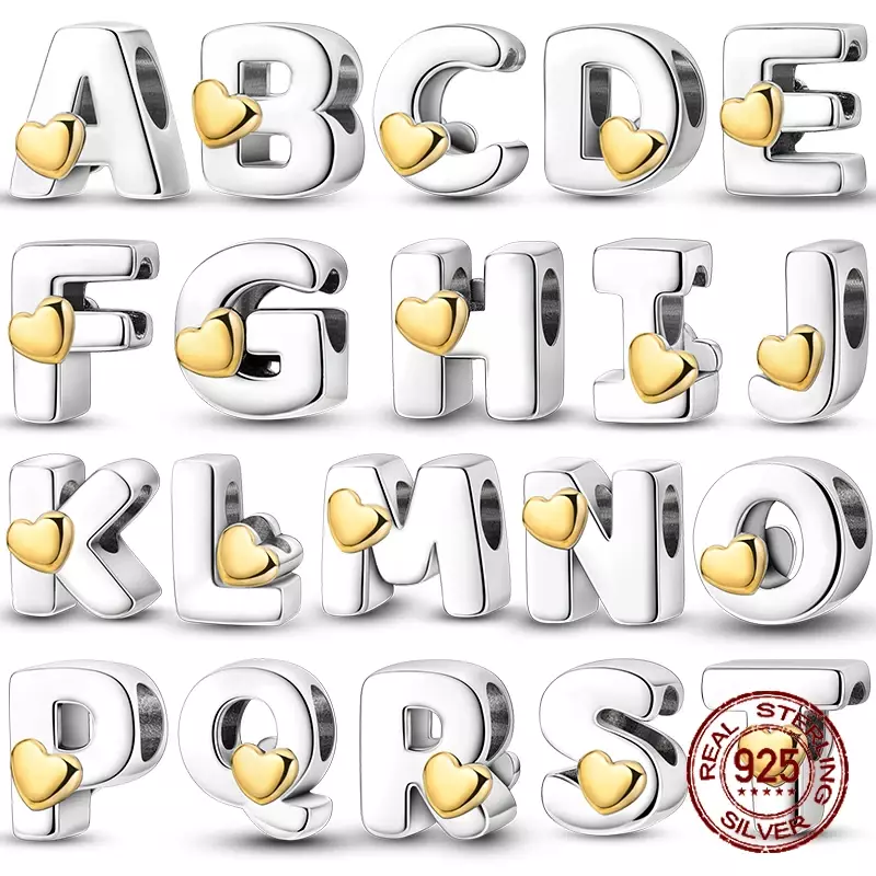 925 srebrne litery A-Z wisiorek alfabet imię koraliki pasują do oryginalnych bransoletek Pandora zawieszki dla kobiet DIY tworzenie wisiorów biżuteria