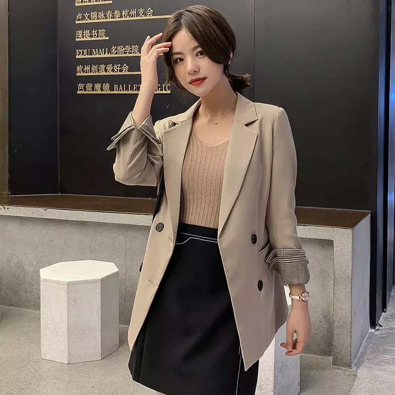 ฤดูใบไม้ผลิ Blazers สำหรับผู้หญิง2023ใหม่ MODE Korea Slim Solid Elegant ชุดสำนักงานสุภาพสตรี Chic Casual Blazer