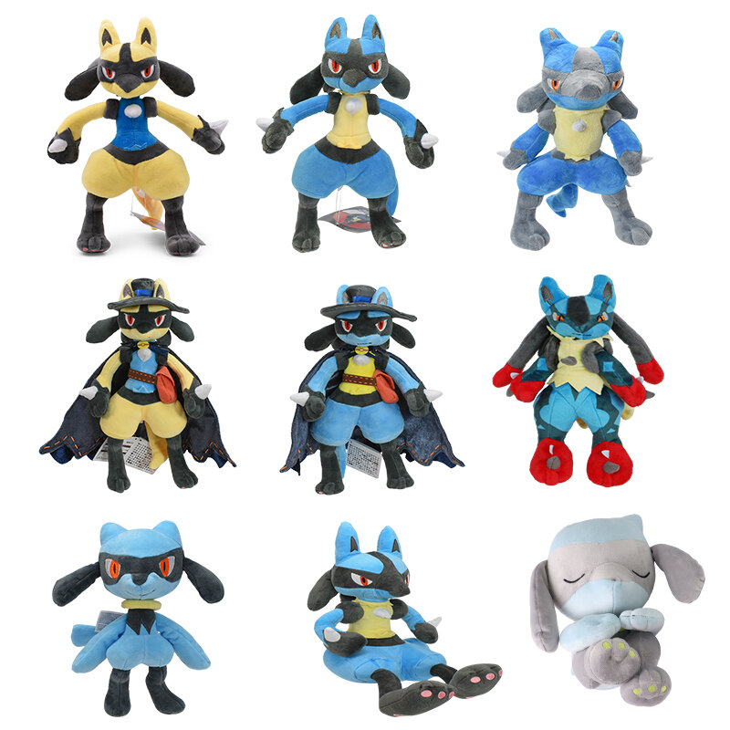 Pokémon original Standing Lucario Brinquedo de pelúcia, Anime, brilhante, Mega, Lucario, boneca macia, presente de aniversário