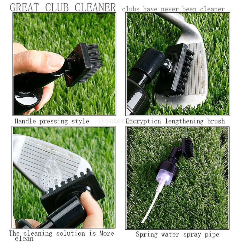 Golf Club Groove Escova De Limpeza De Plástico, Golf Cleaner com Garrafa De Água, Escova De Água Auto-Contida, Bola Preta, Portátil