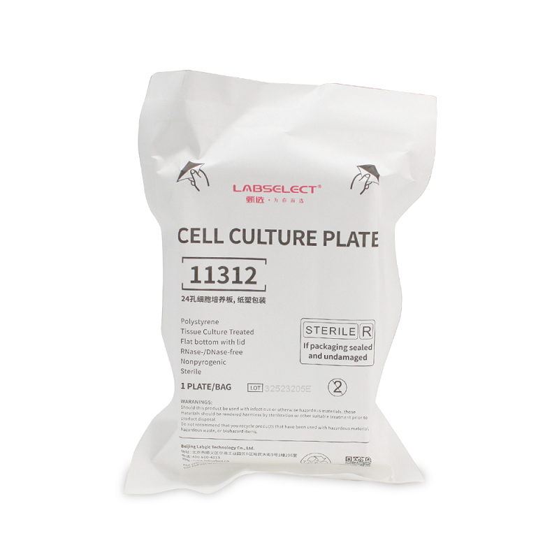 LABSELECT-Plaque de culture cellulaire 24 puits, emballage papier-plastique, 11312