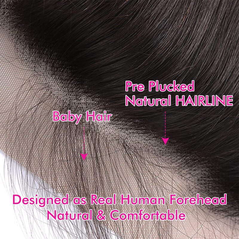 Прямые человеческие волосы, искусственные волосы с фронтальной сеткой 13x4, Фронтальная застежка с ухом на сетке и 3 искусственные бразильские натуральные человеческие волосы 1B