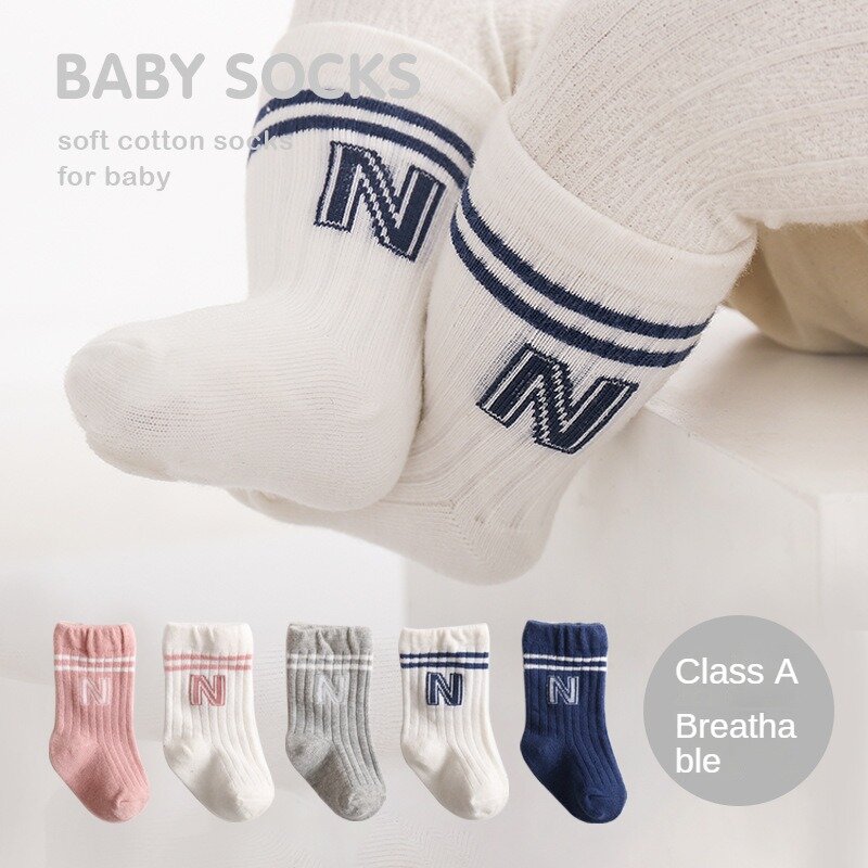 Newborn Baby Girls Socks Children's Non Slip Boys Socks Cute Mather Kids White Soft Cotton Solid Color Socks Baby Stuff Clothes