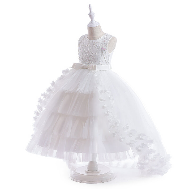 Vestido de flor para piano Performance, vestido de princesa infantil, tecido forjado, longo