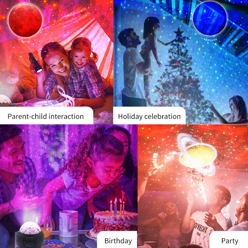 Mini luz nocturna con música para niños, proyector portátil romántico con batería Usb, cielo estrellado, Led, regalo de Año Nuevo