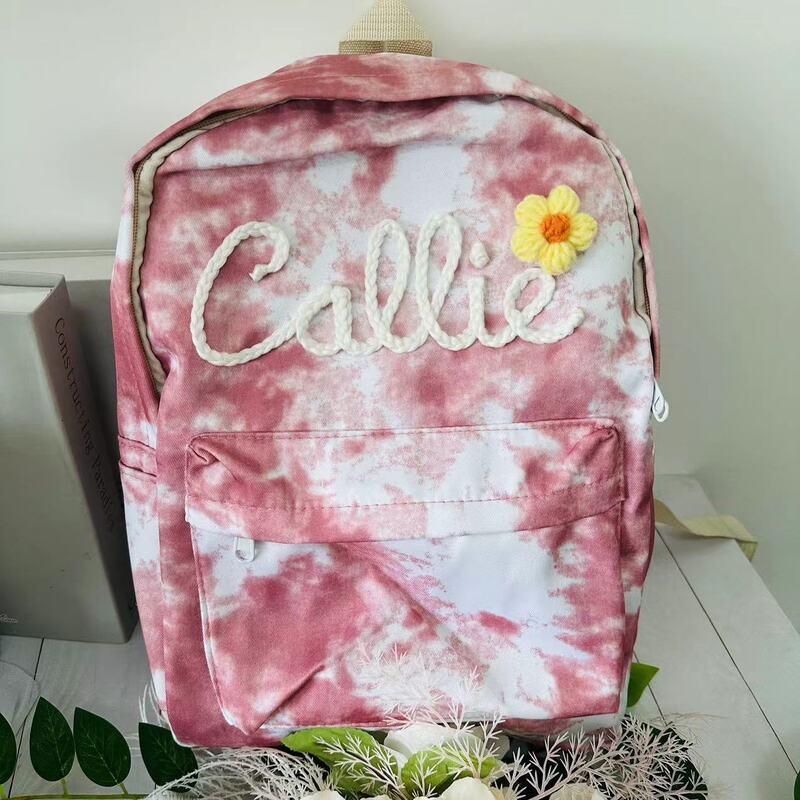 Mochila artesanal Corduroy, mochilas escolares bordadas personalizadas para crianças e crianças