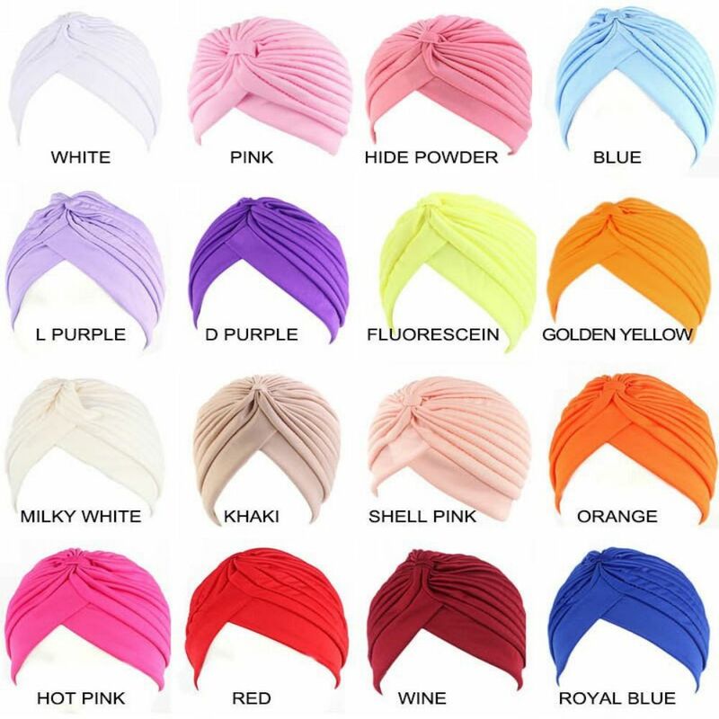Fashion Casual Beanies Headwrap Sleep Caps Chemotherapy Hat Kids National Wind Pure Color Turban Cotton Hat Bandana