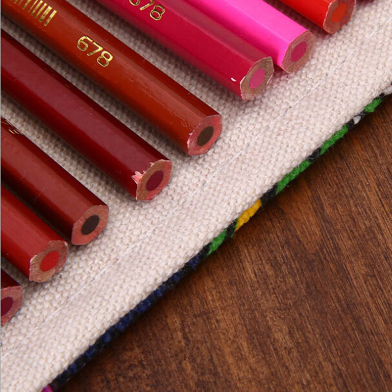 12/36/48/72 Holes Canvas Wrap Roll Up Pencil Bag Pen Case Holder Storage Pouch Effectively Prevent The Nib From Falling Breaking