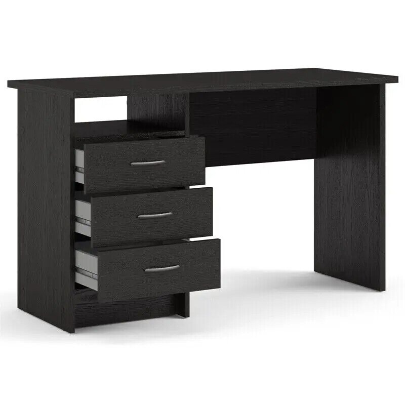 Desk with 3 Drawers in Black Woodgrain
