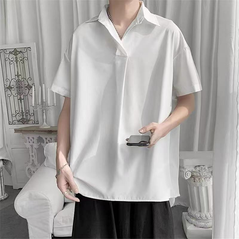 Conjunto de duas peças listrado masculino streetwear lapela camisa de manga curta calças com cordão conjuntos para homem ternos de moda casual 2023 a77