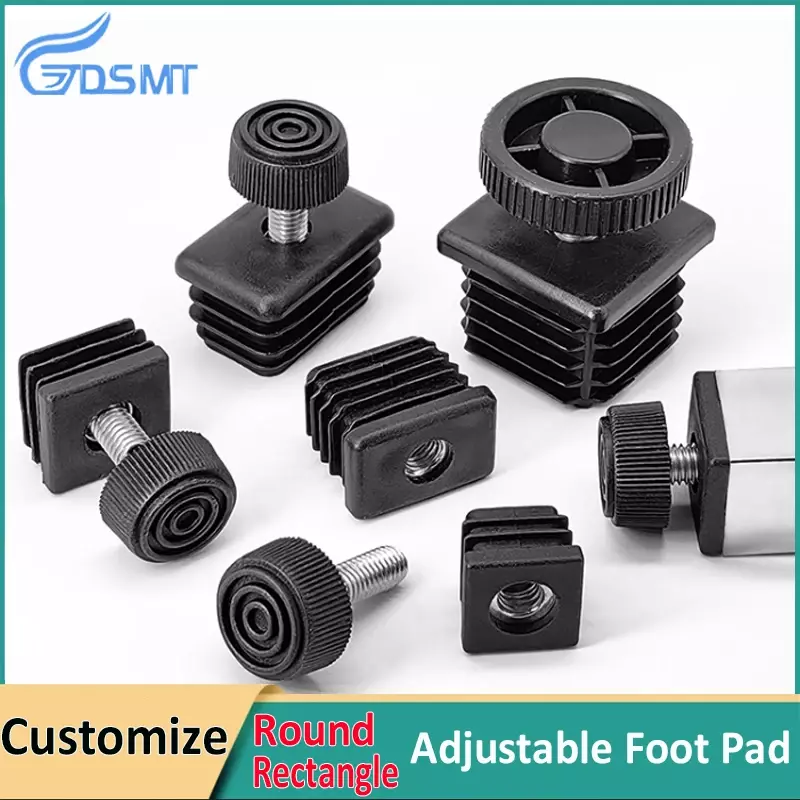 1/2/4Pcs Round Square Adjustable Foot Mats With Nuts Pipe Plug Furniture Tube Cover