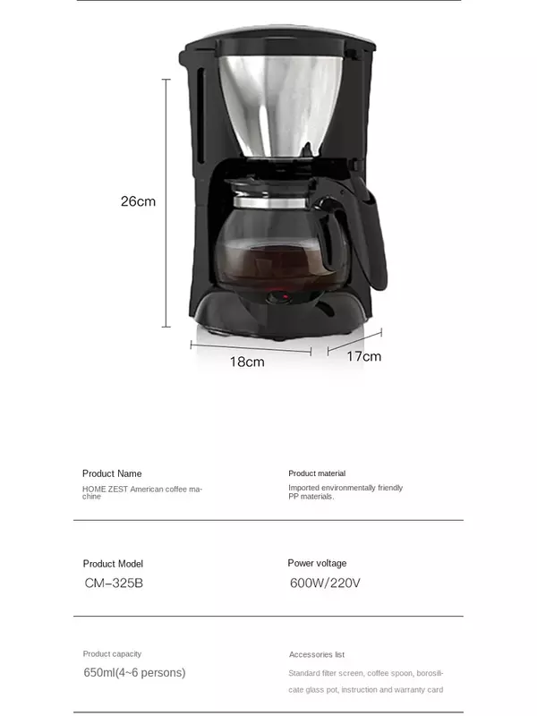 American Drip Coffee Machine Kitchen Appliances Dripping Coffee Maker Automatic Brew Tea Powder Milk Ceramic Double Cup Sonifer