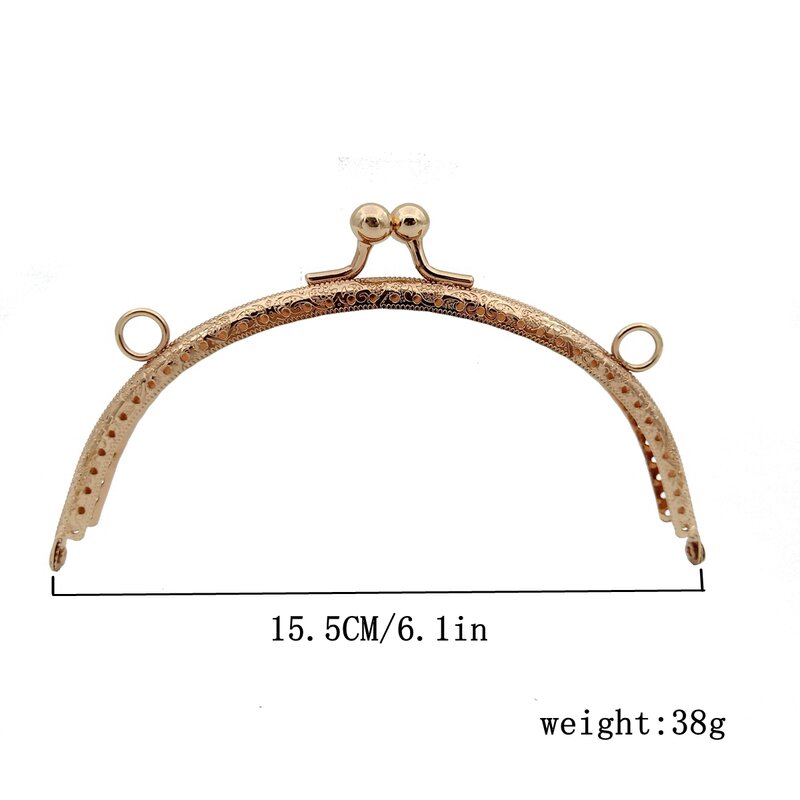 Fermoir demi-cercle en métal doré pâle pour sac à main, poignée de sac à monnaie, accessoires de cadre de verrouillage, 8.5 cm, 10.5 cm, 12.5 cm, 15.5 cm, 20.5cm