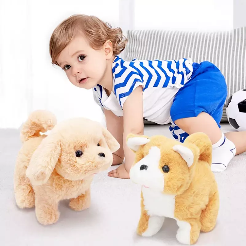 18cm simulação elétrica filhote de cachorro brinquedos de pelúcia interativo bonito cachorro robô engraçado balançando brinquedo para crianças aniversário presente natal