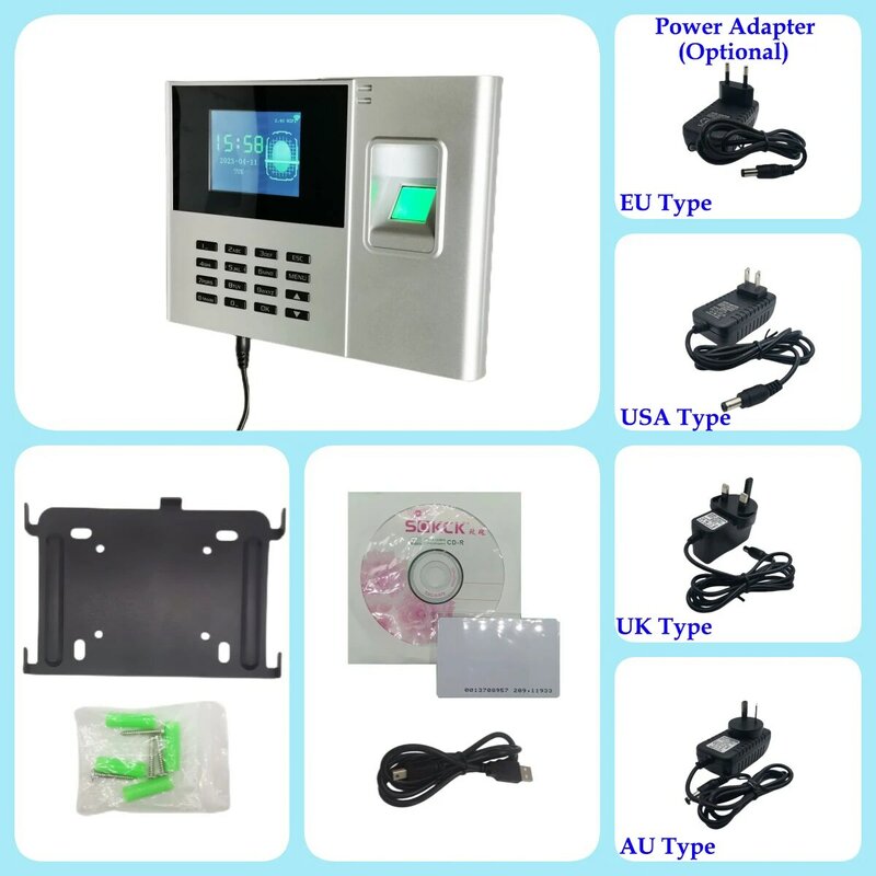 WiFi 2000mAh Battery Option Fingerprint Time and Attendance Machine System Card Employee Electronic Time Clock Management System
