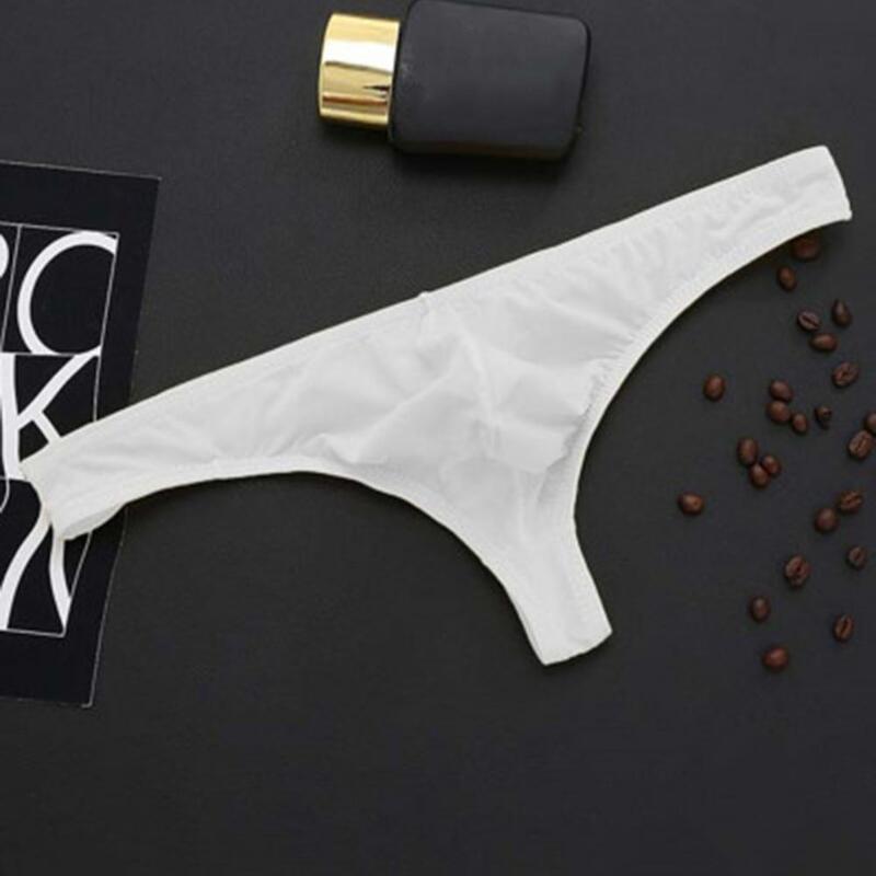Men Thong Men's Low Waist Ice Silk Thong Underwear with Moisture-wicking Technology U Convex Design for Slim Fit Cooling Comfort