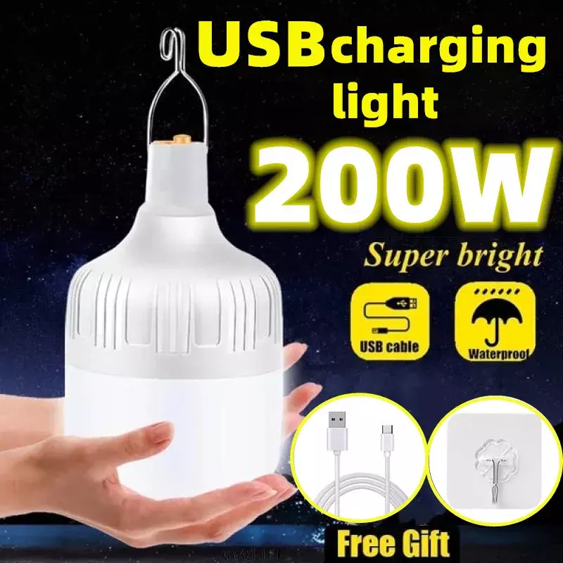 USB ricaricabile LED luci di emergenza casa lanterne portatili all'aperto lampada di emergenza lampadina batteria lanterna BBQ luce da campeggio
