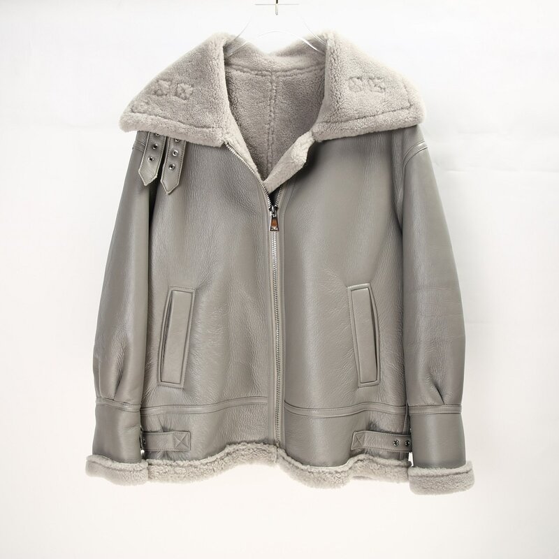Женская куртка из натуральной овечьей шерсти мериноса, модное пальто из натуральной овечьей шерсти на зиму 2024, мотоциклетные кожаные меховые пальто, женские пальто