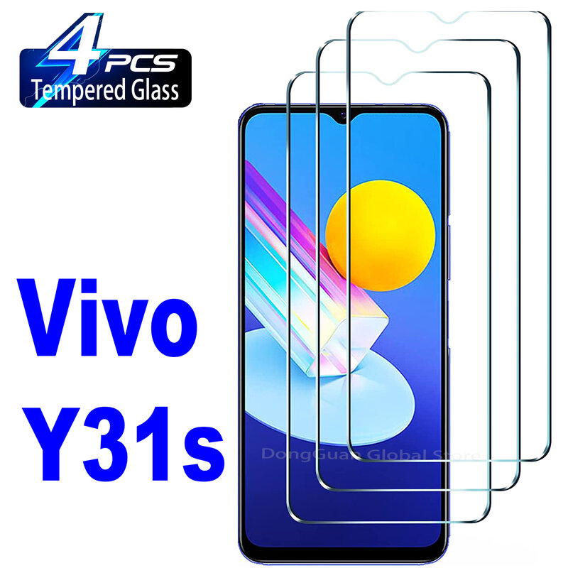 2/4Pcs Tempered Glass For Vivo Y31s Screen Protector Glass Film