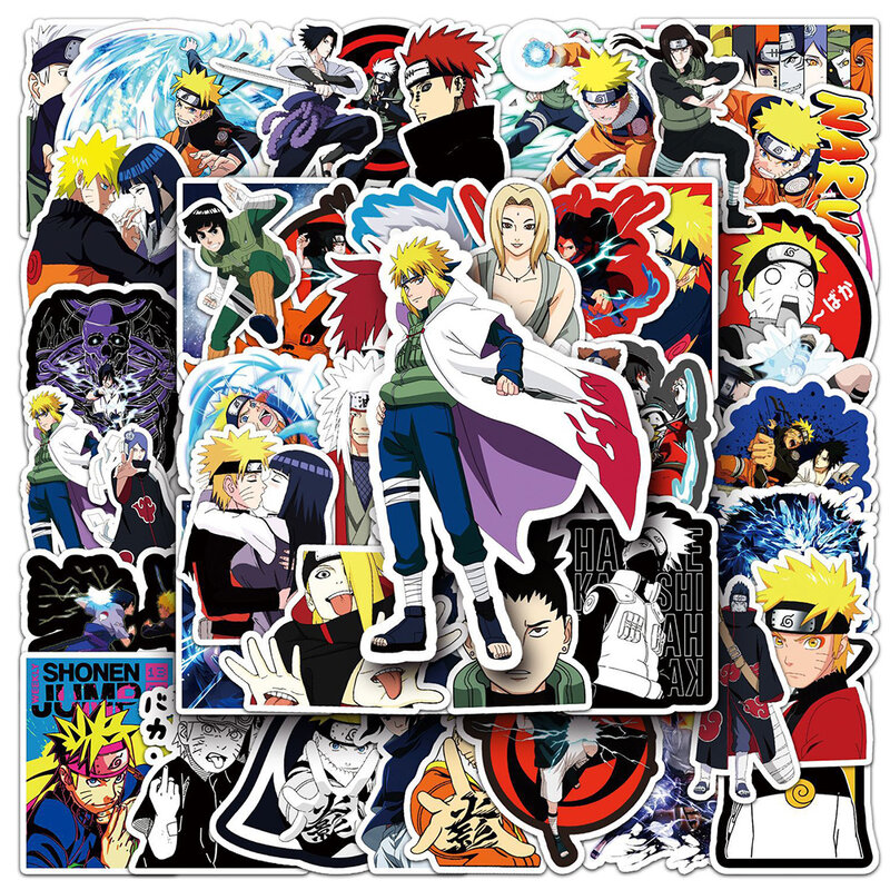 Pegatinas impermeables de Naruto, calcomanías de Anime de 10/30/50 piezas, Uzumaki, Naruto, Kakashi, Uchiha, Sasuke, Itachi, para ordenador portátil y motocicleta
