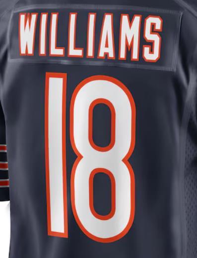 Grosir jahitan seragam sepakbola Chicago City American Football nama No. 18 Caleb Williams 15 Roma Odunze