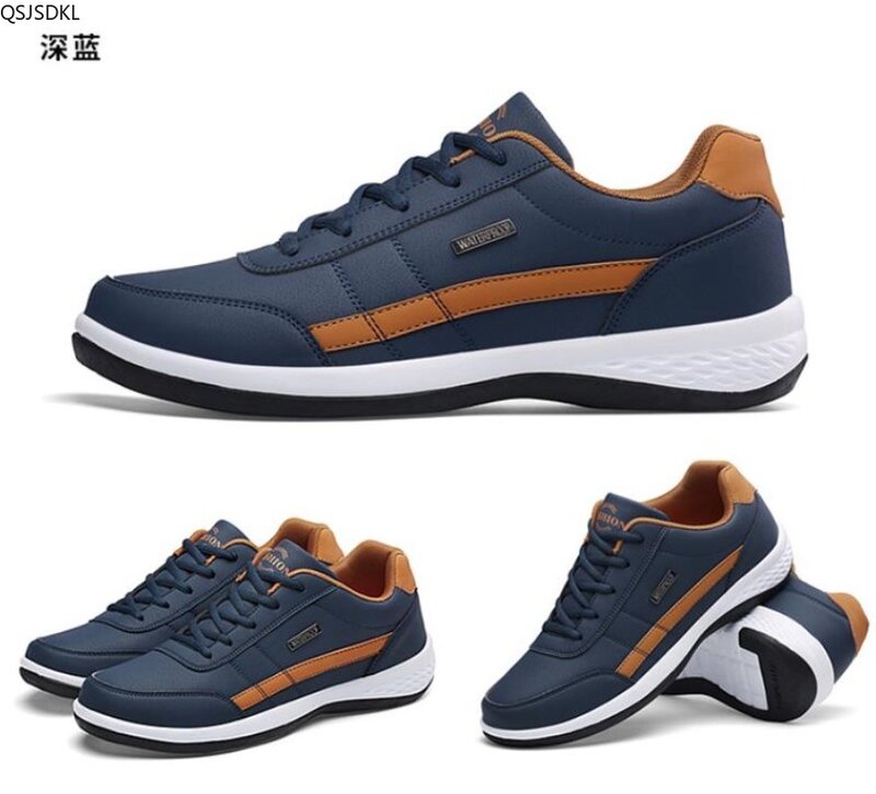 Leather Men's Sneakers New Trend Casual Man Sport Shoes Italian Breathable Leisure Male Non-slip Footwear Men Vulcanized Shoes