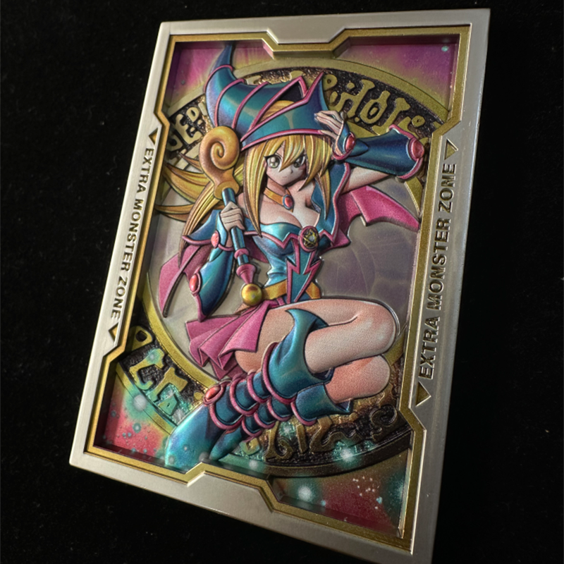 Yu-gi Diy! Mainan kartu logam buatan rumah Anime Black Magician Girl koleksi permainan kartu kilat kartun papan permainan hadiah ulang tahun