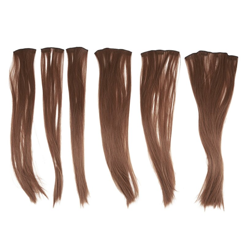 Peruca de cabelo liso castanho claro para mulheres, cabelo liso, clipes de cabelo curto, cada conjunto de 16 clipes, peça especial