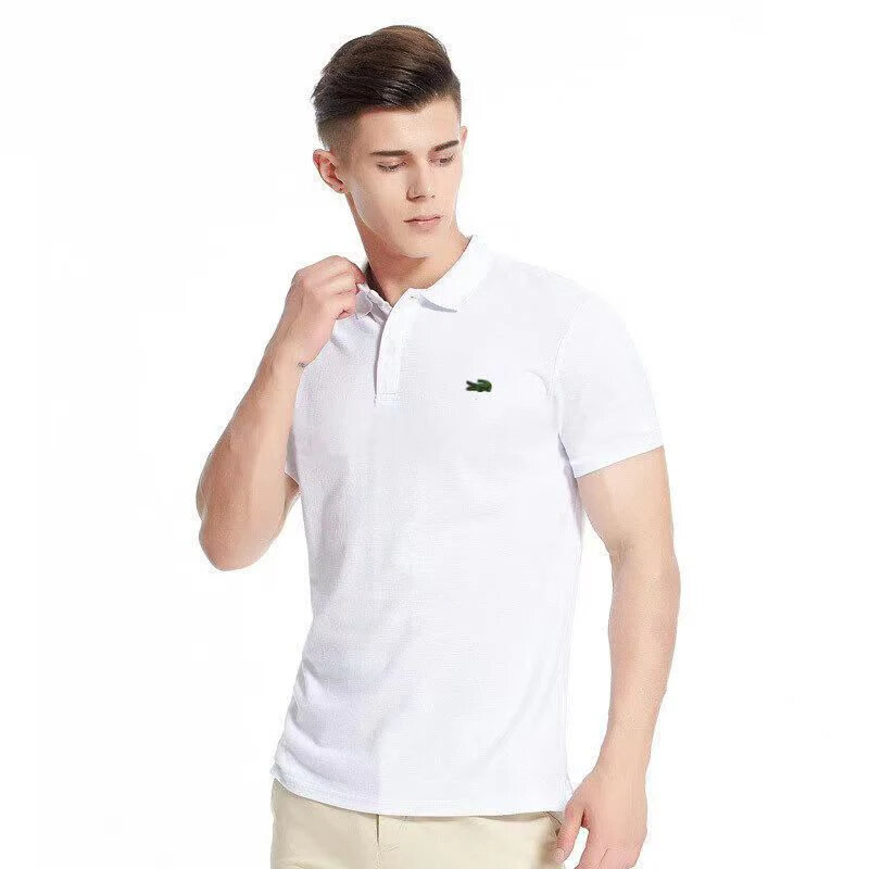 Camisa polo bordada masculina, manga curta, blusa de lapela, algodão, casual, marca, alta qualidade, moda, verão, 2022