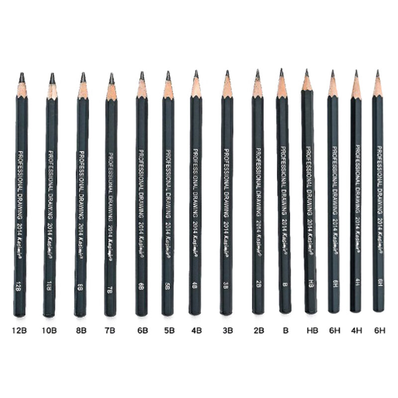 Crayon professionnel en bois 2,4 pour dessin, croquis, bureau, école, 12B, 10B, 8B, 7B, 6B, 5B, 4B, 3B, 2B, HB, 2H, 4H, 6H, 14 pièces
