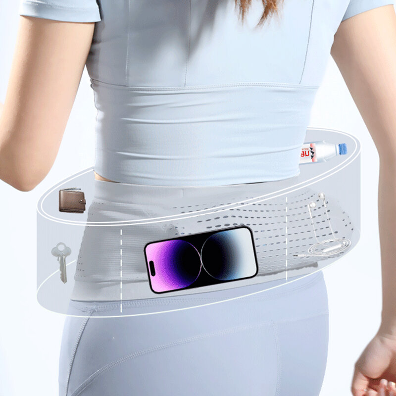 Pacote de cintura invisível para celular, Fitness ao ar livre, esportes, saco de corrida, cinto elástico alto multifuncional