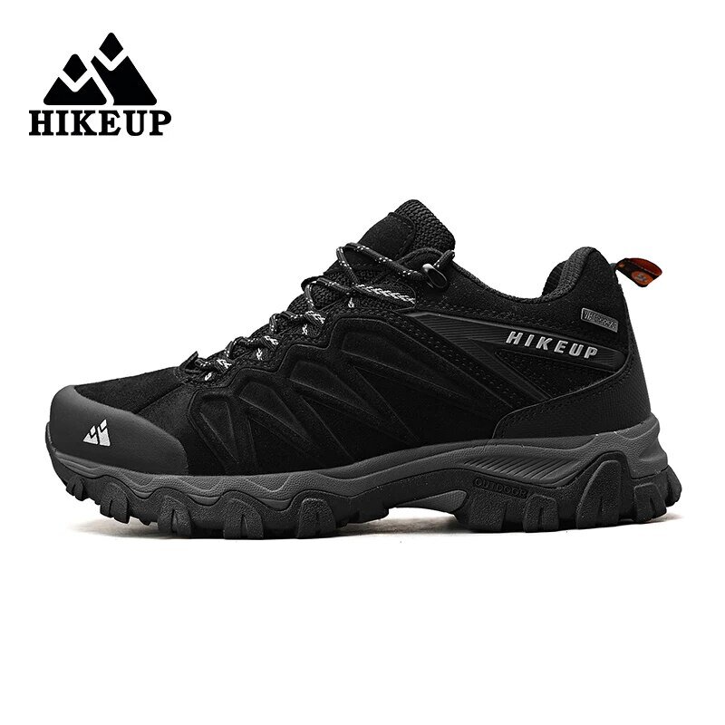 HIKEUP-zapatos de senderismo de cuero de alta calidad para hombre, zapatillas de deporte duraderas para exteriores, Trekking, zapatos de cuero con cordones, escalada, caza