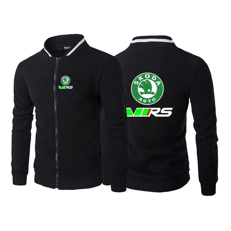 Skoda Rs Vrs Motorsport Graphicorrally Wrc Racing Men Spring Autumn Printing Casual Simple Six-color Zip Round Neck Quality Coat