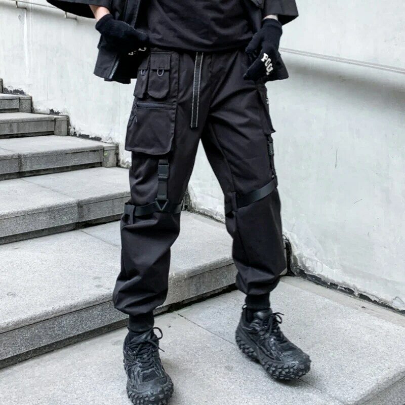 2024 Autumn Men Multi-pocket Design High Street Tactical Cargo Pants Y2K Hip Hop Techwear Ankle-tied Pants pantalones шорты