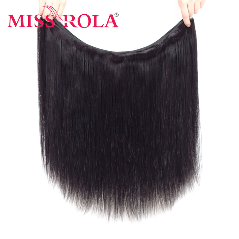 Miss Rola Malaysia fasci di capelli lisci con chiusura 100% capelli umani colore naturale Remy 3 fasci con chiusura in pizzo 4x4