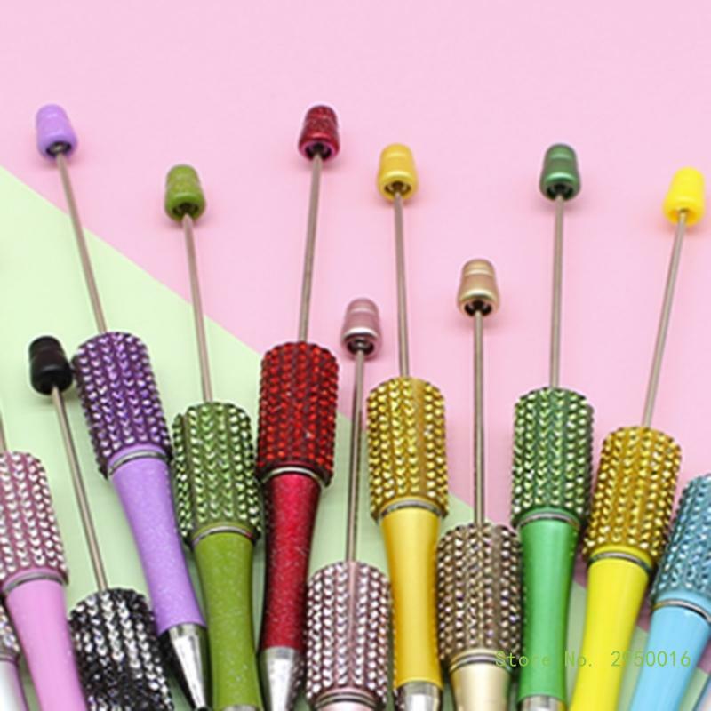 Diamond Beaded Pen DIY Colorful Beadable Ballpoint Pens Student Stationery Pens for Writing School Office Supplies