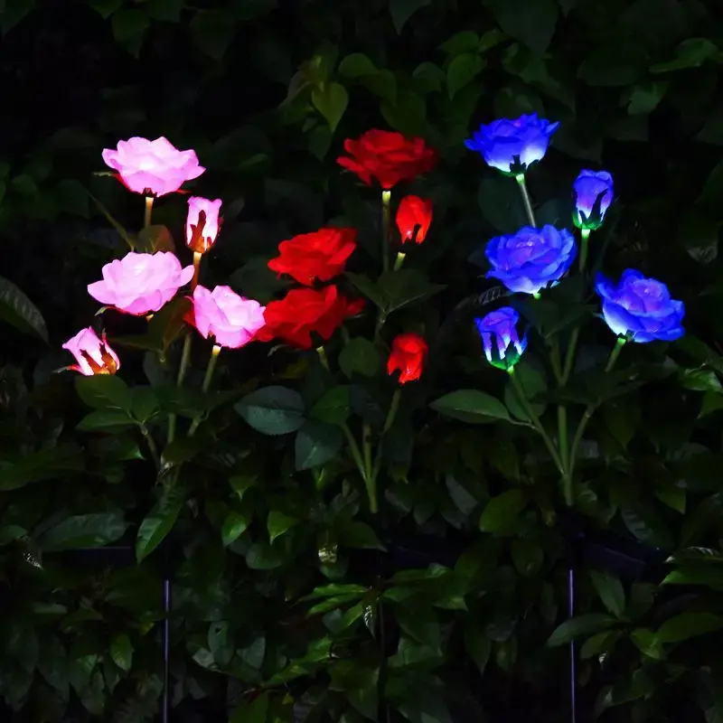 3-7 Kopf LED Solar Simulation Rose Blume Solar LED Licht Garten Garten Rasen Nacht Lampe Landschaft Garten Haus Dekoration Blumen l