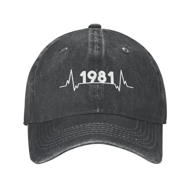 หมวกเบสบอลผ้าฝ้าย1981ลายหัวใจสำหรับเป็นของขวัญวันเกิดปรับได้สำหรับผู้ชายและผู้หญิง