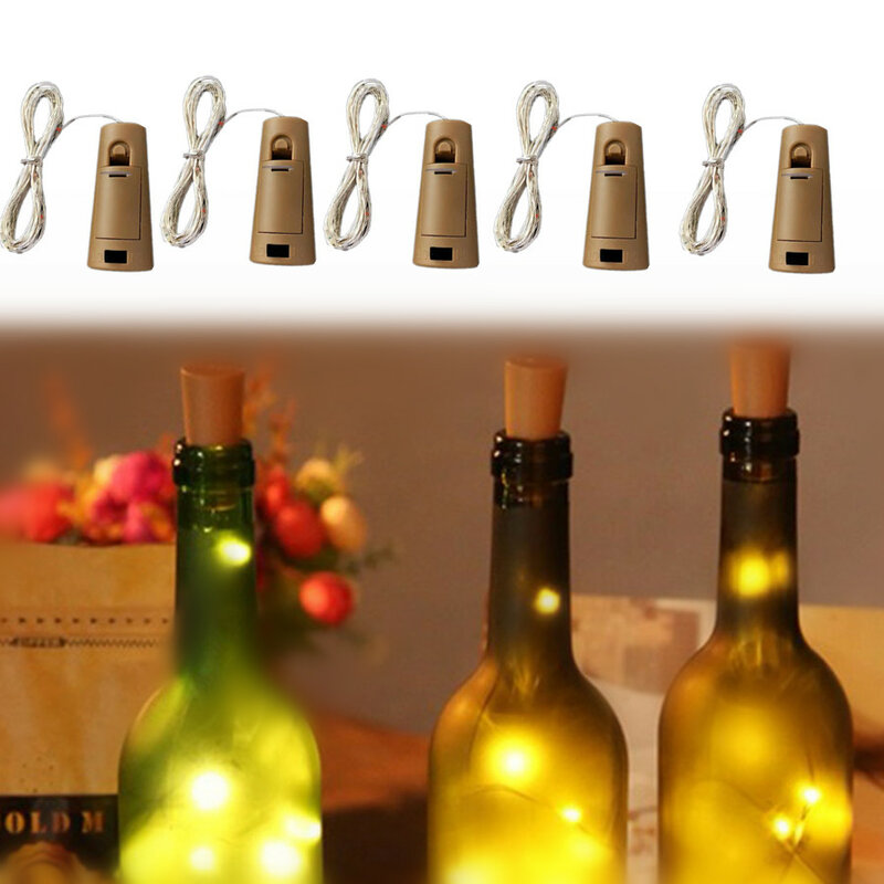 Tira de luces LED para decoración de Bar, guirnalda de luces de hadas para Uds de vino, 1/2/3M, 5 frasco con corcho, alambre de cobre de Navidad