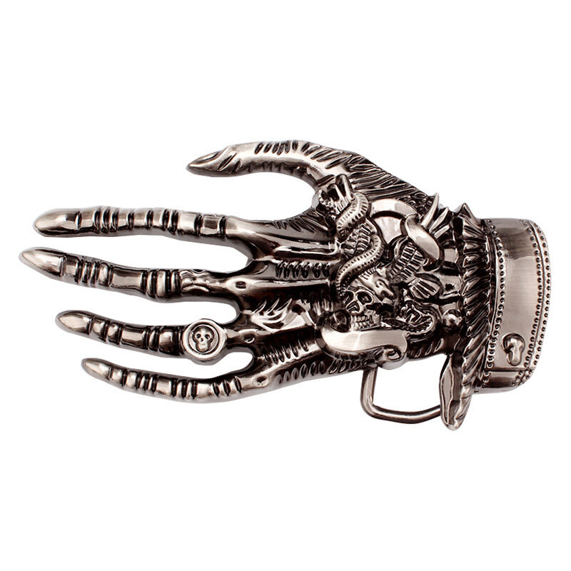 Hebilla de cinturón de mano de esqueleto, hebilla de Caballero de Rock de Metal pesado, componentes de pretina hechos a mano caseros DIY