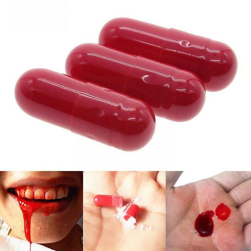 1pcs New Realistic Fake Blood Pills Capsules Adults Fools Funny Party Halloween Scary Horror April Trick Toys Day Teen P T7Y6