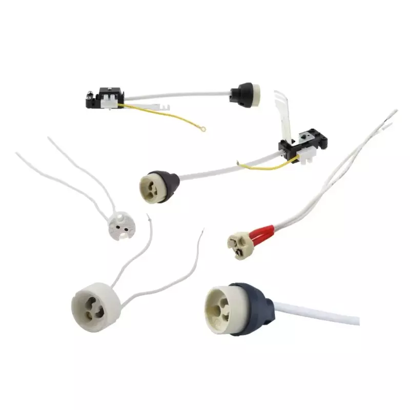 Lâmpada de cerâmica lâmpada soquete, acessórios leves, cabo e soquete terminal, lâmpada halógena, MR16, GU10, MR16
