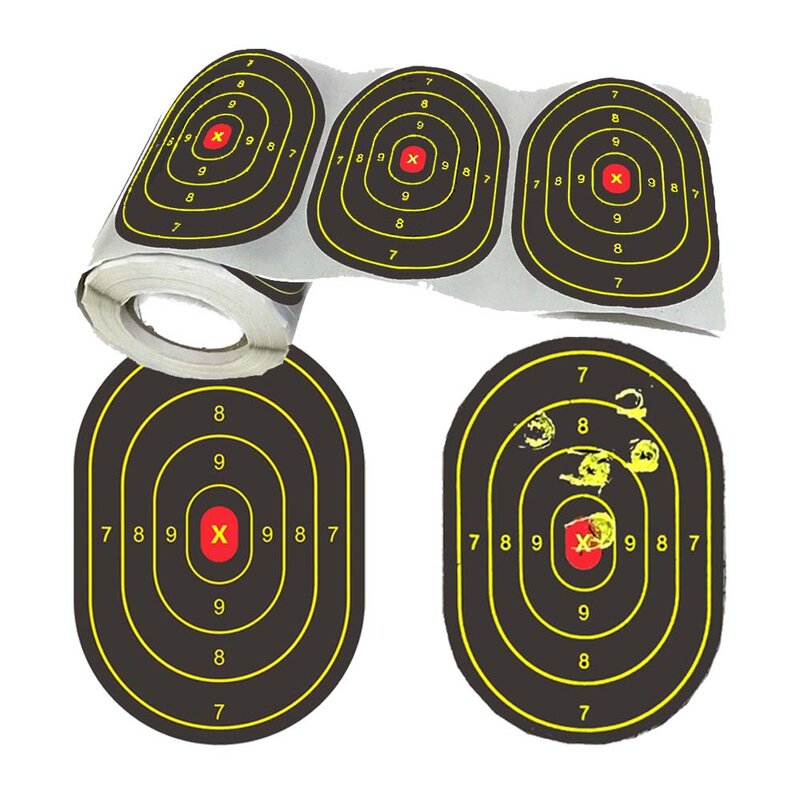Stiker kertas Target reaktif Splatter berbentuk Oval 200 Pcs/rol Papers untuk kertas Target menembak dalam dan luar ruangan