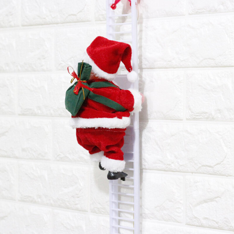 Śmieszne boże narodzenie Santa Claus elektryczny wspinać się po drabinie wiszące ozdoby dekoracje dla dzieci nowy boże narodzenie rok Decor drzewo Party prezent