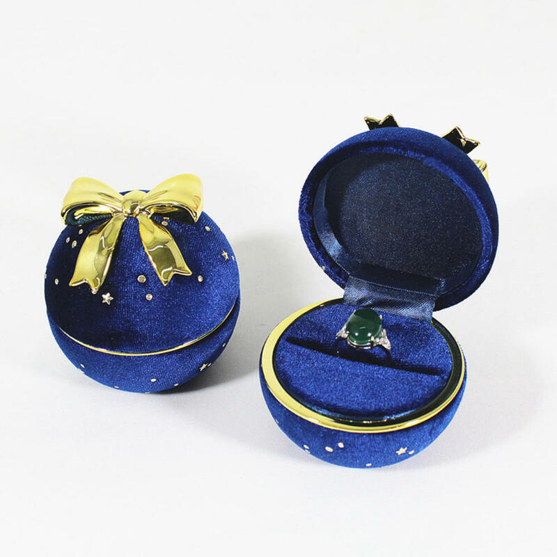 Caja de joyería redonda de estrella de cielo completo, caja de embalaje de regalo de alta calidad con lazo, organizador de collar, anillo y pendientes