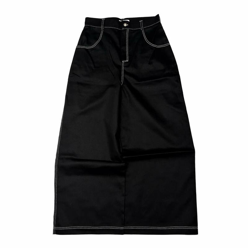 Harajuku-pantalones vaqueros holgados para hombre y mujer, ropa de calle bordada con gráfico de 3pm, Pantalones anchos de cintura alta para monopatín, color negro, Y2K, 2024